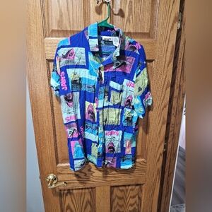 Jaws Shark Men's Blue Graphic Casual Shirt